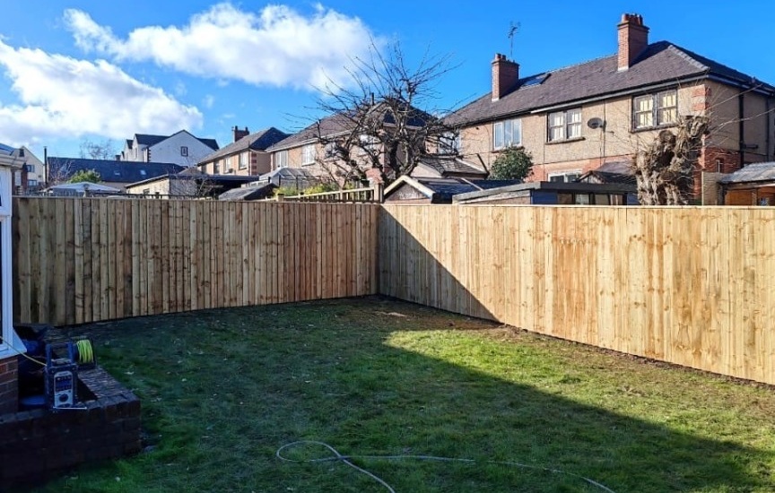 Feather-edge garden fencing